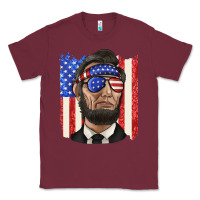 Burgundy American flag with lincoln Classic Tee - texasbilliewilder