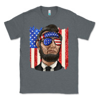 Charcoal Heather American flag with lincoln Classic Tee - texasbilliewilder