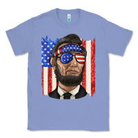 Colony Blue American flag with lincoln Classic Tee - texasbilliewilder