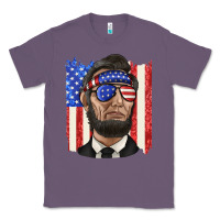 Lavender American flag with lincoln Classic Tee - texasbilliewilder