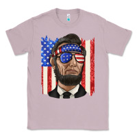 Lilac American flag with lincoln Classic Tee - texasbilliewilder