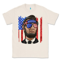 Natural American flag with lincoln Classic Tee - texasbilliewilder