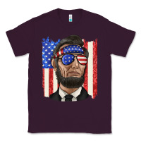 Plum American flag with lincoln Classic Tee - texasbilliewilder