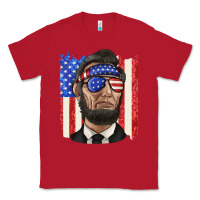 Red American flag with lincoln Classic Tee - texasbilliewilder