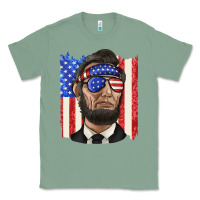 Sage American flag with lincoln Classic Tee - texasbilliewilder