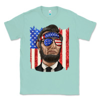 Seafoam American flag with lincoln Classic Tee - texasbilliewilder
