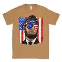 Toasted Coconut American flag with lincoln Classic Tee - texasbilliewilder