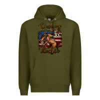 Army Green Cowboy Up Rodeo Bucking Bronco Premium Hoodie - Jasminsmagicworld