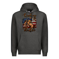 Charcoal Heather Cowboy Up Rodeo Bucking Bronco Premium Hoodie - Jasminsmagicworld
