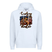 White Cowboy Up Rodeo Bucking Bronco Premium Hoodie - Jasminsmagicworld
