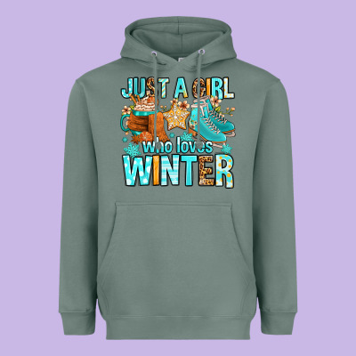 Just A Girl Who Loves Winter Heavyweight Hoodie Designed By Fadigitalartstudio