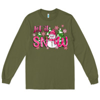 Army Green pink christmas let it snow Long Sleeve Tee - Zillion Design Studio