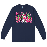 Navy pink christmas let it snow Long Sleeve Tee - Zillion Design Studio