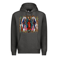Charcoal Heather Lady of Guadalupe 4th of july Premium Hoodie - Jasminsmagicworld