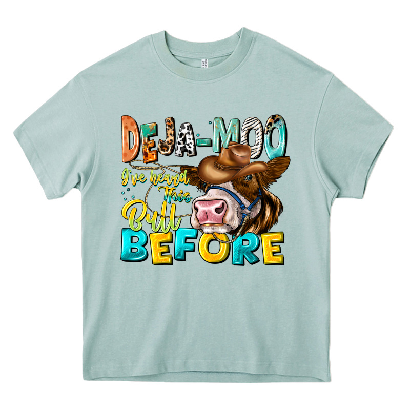 Deja Moo I've Heard Tih Bull Before Heavy Core Tee by CowhideDigitalArt | Teevron