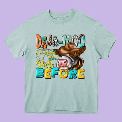 Deja Moo I've Heard Tih Bull Before Heavy Core Tee Designed By Cowhidedigitalart