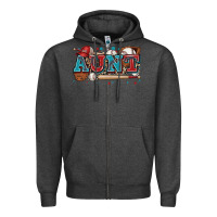 Charcoal Heather aunt baseball Zipper Hoodie - Zillion Design Studio