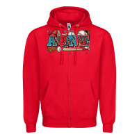 Red aunt baseball Zipper Hoodie - Zillion Design Studio