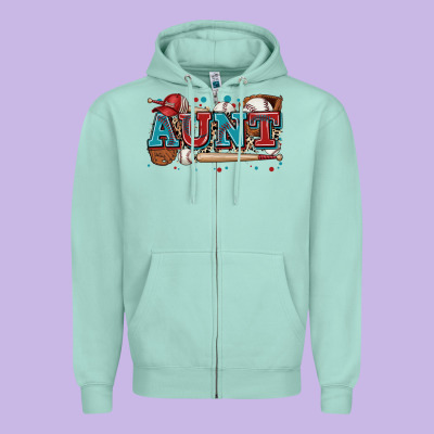 Aunt Baseball Zipper Hoodie Designed By Zillion Design Studio
