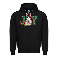 Black Christmas joy bull terrier Zipper Hoodie - RanaPortraitStore