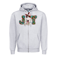 Heather Grey Christmas joy bull terrier Zipper Hoodie - RanaPortraitStore