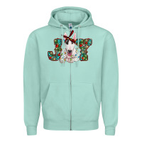 Seafoam Christmas joy bull terrier Zipper Hoodie - RanaPortraitStore