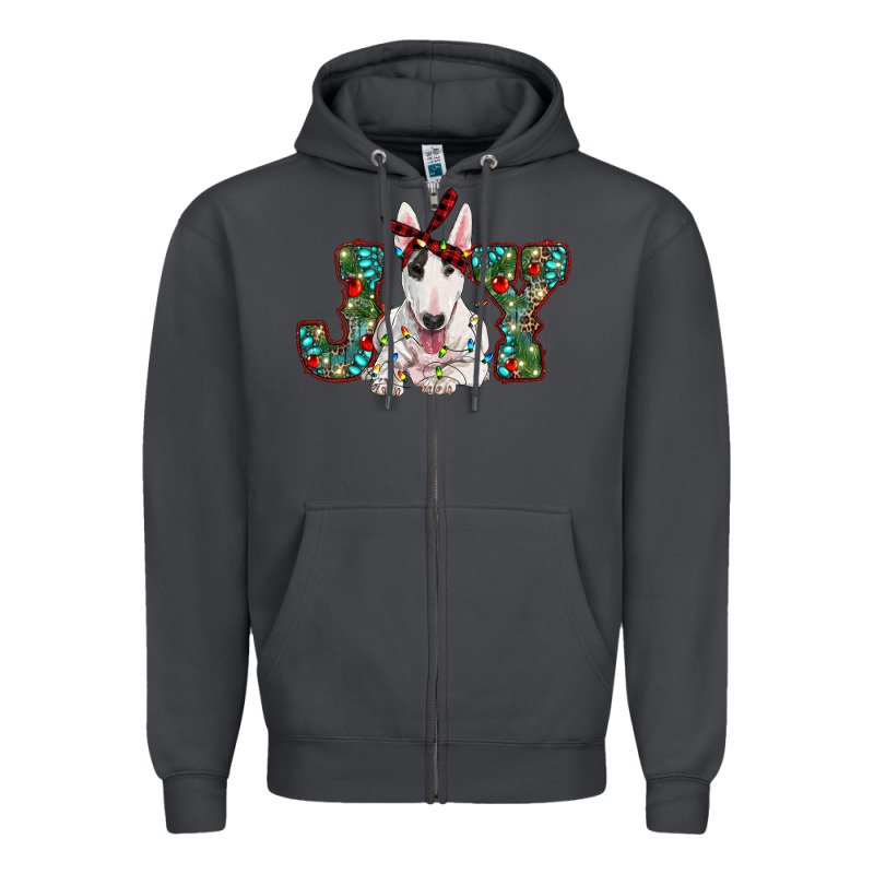 Christmas Joy Bull Terrier Zipper Hoodie by RanaPortraitStore | Teevron