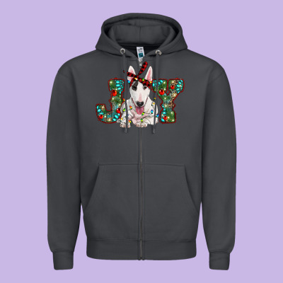 Christmas Joy Bull Terrier Zipper Hoodie Designed By Ranaportraitstore
