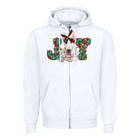 White Christmas joy bull terrier Zipper Hoodie - RanaPortraitStore