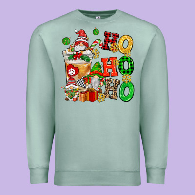 Ho Ho Ho Christmas Latte With Gnomies Premium Sweatshirt Designed By Adodesignshop