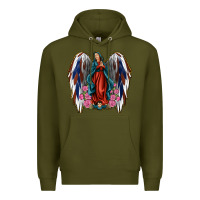 Army Green Angel Wing Lady of Guadalupe 4th of July Premium Hoodie - Jasminsmagicworld