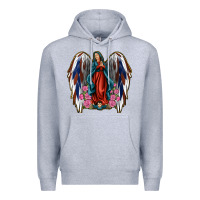 Heather Grey Angel Wing Lady of Guadalupe 4th of July Premium Hoodie - Jasminsmagicworld