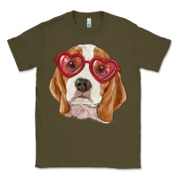 Army Green beagle with love glasses Classic Tee - RanaPortraitStore