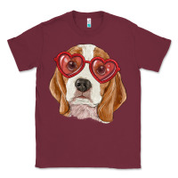 Burgundy beagle with love glasses Classic Tee - RanaPortraitStore