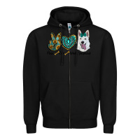 Black peace love white sepherd Zipper Hoodie - RanaPortraitStore
