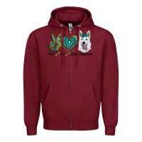 Burgundy peace love white sepherd Zipper Hoodie - RanaPortraitStore