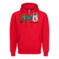 Red peace love white sepherd Zipper Hoodie - RanaPortraitStore