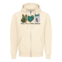 Peace Love White Sepherd Zipper Hoodie | Teevron