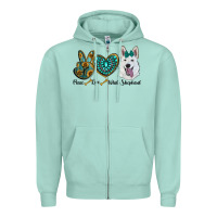 Seafoam peace love white sepherd Zipper Hoodie - RanaPortraitStore
