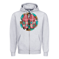 Heather Grey western crocin Zipper Hoodie - texasbilliewilder
