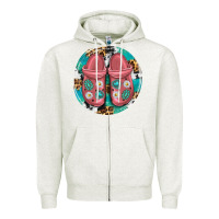 Oatmeal Heather western crocin Zipper Hoodie - texasbilliewilder
