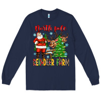 Navy north pole reindeer farm Long Sleeve Tee - Zillion Design Studio