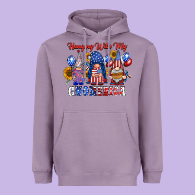 Hangin With My Gnomerica Heavyweight Hoodie Designed By Racoondesign