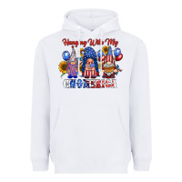 White hangin with my gnomerica Heavyweight Hoodie - RacoonDesign
