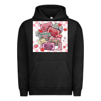 Pigment Black valentine's day cassette tapes Urban Hoodie - MaliasSmallBusiness