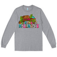 Heather Grey yeehaws and hellnaws Long Sleeve Tee - texasbilliewilder