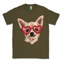 Army Green chihuahua dog with love glasses Classic Tee - RanaPortraitStore