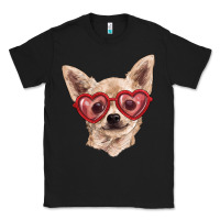 Black chihuahua dog with love glasses Classic Tee - RanaPortraitStore