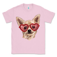 Bubblegum Pink chihuahua dog with love glasses Classic Tee - RanaPortraitStore