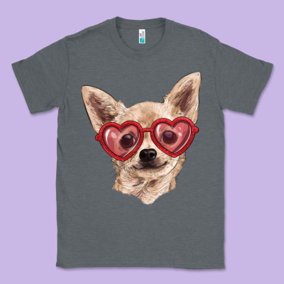 Classic Tee chihuahua dog with love glasses